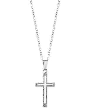 Children's Embossed Cross Necklace In Sterling Silver