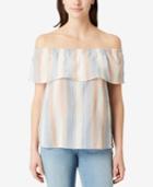 Vintage America Cotton Striped Off-the-shoulder Top