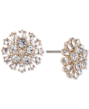 Carolee Gold-tone Crystal Flower Stud Earrings