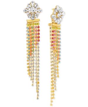 Steve Madden Gold-tone Stone & Crystal Long Dangle Drop Earrings