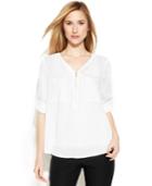 Calvin Klein Long-sleeve Zip V-neck Blouse