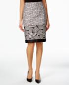 Tahari Asl Printed Poplin Straight Skirt