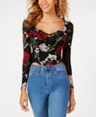 Material Girl Juniors' Printed Lace-up Crop Top, Created For Macy's