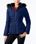 Calvin Klein Faux-fur-trim Hooded Water-resistant Puffer Coat