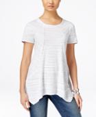 Style & Co. Striped Handkerchief-hem Top, Only At Macy's