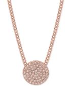 Dkny Rose Gold-tone Pave Disc Pendant Necklace, 16 + 3 Extender