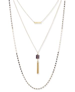 Inc International Concepts Gold-tone Multi-row Layer Bead And Pendant Necklace, Only At Macy's