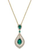 Emerald (1-1/4 Ct. T.w.) And Diamond (1/2 Ct. T.w.) Pendant Necklace In 14k Gold