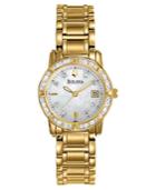 Bulova Watch, Women's Diamond Accent Gold-tone Stainless Steel Bracelet 26mm 98r165