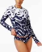 Tommy Bahama Leaf-print Long-sleeve Rashguard Women's Swimsuit
