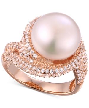 Freshwater Pearl & Cubic Zirconia Statement Ring In Sterling Silver