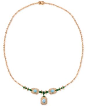 Le Vian Opal (1-3/8 Ct. T.w.), Diamond (7/8 Ct. T.w.) And Chrome Diopside (1-9/10 Ct. T.w.) Necklace In 14k Rose Gold