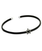 Inc International Concepts Hematite-tone Pave Star Faux Leather Hard Choker Necklace, Created For Macy's