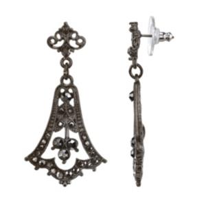 2028 Black-tone Belle Epoch With Pave Hematite Color Stones Chandelier Earrings