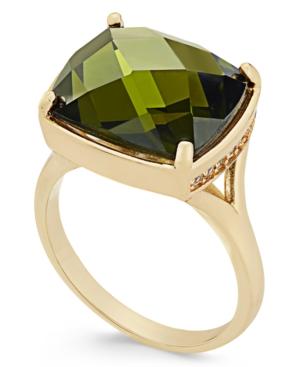 Charter Club Gold-tone Green Crystal Statement Ring, Only At Macy's