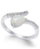 Opal (3/8 Ct. T.w.) & Diamond (1/8 Ct. T.w.) Statement Ring In 14k White Gold