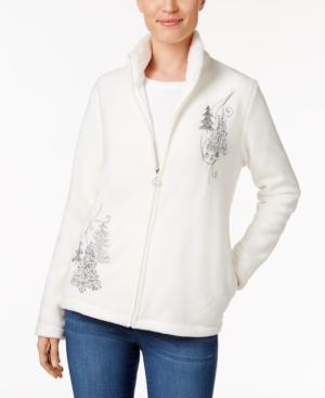 Karen Scott Petite Holiday Graphic Fleece Jacket, Only At Macy's