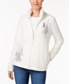 Karen Scott Petite Holiday Graphic Fleece Jacket, Only At Macy's