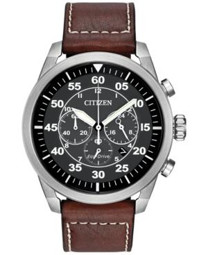 Citizen Men's Chronograph Eco-drive Brown Leather Strap Watch 45mm Ca4210-24e