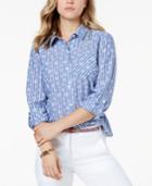 Tommy Hilfiger Printed Chambray Shirt, Created For Macy's