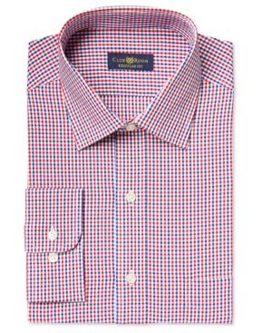 Club Room Estate Men's Classic-fit Wrinkle Resistant Red Gingham Dress Shirt, Only At Macy's