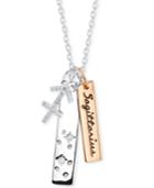 Unwritten Cubic Zirconia Constellation Sagittarius Zodiac Pendant Necklace With Two-tone Silver Plated Charms On Sterling Silver Chain, 18