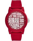 Ax Armani Exchange Men's Red Silicone Strap Watch 46mm