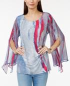 Miraclesuit Printed Chiffon Angel-sleeve Top