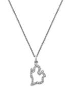 Diamond Illinois State Pendant Necklace In Sterling Silver (1/10 Ct. T.w.)