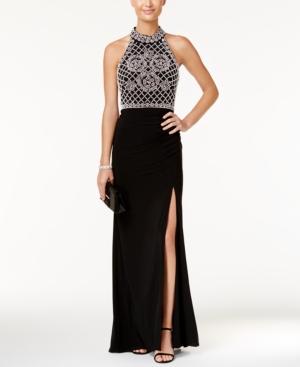 Xscape Beaded Halter Gown