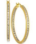 Diamond Hoop Earrings (1/2 Ct. T.w.) In Sterling Silver And 14k Gold