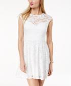 B Darlin Juniors' Lace Button-back Fit & Flare Dress