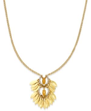 Inc International Concepts Gold-tone Stone And Pave Marquise Disc Pendant Necklace, Only At Macy's
