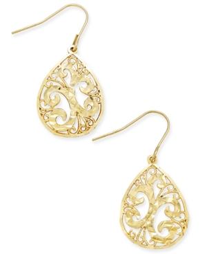 Filigree Pear-shape Drop Earrings In 10k Gold