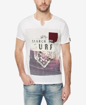 Buffalo David Bitton Men's Split-neck Graphic-print T-shirt