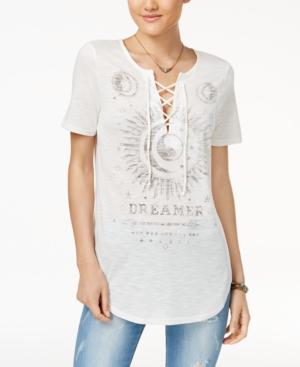 Hybrid Juniors' Mystical Lace-up Top