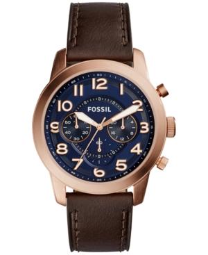 Fossil Men's Chronograph Pilot 54 Dark Brown Leather Strap Watch 44mm Fs5204