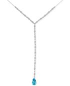 Blue Topaz (5 Ct. T.w.) And Diamond (1-3/10 Ct. T.w.) Lariat Necklace In 14k White Gold