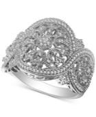 Diamond (1/3 Ct. T.w.) Medallion Statement Ring In Sterling Silver