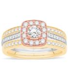 Diamond 3-pc. Bridal Set (7/8 Ct. T.w.) In 14k White, Rose And Yellow Gold