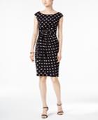 Connected Petite Polka Dot Sarong Sheath Dress