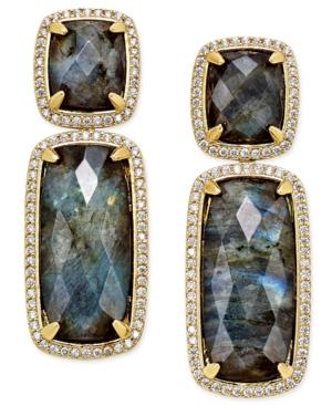 Paul & Pitu Naturally 14k Gold-plated Labradorite Double Drop Earrings