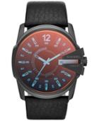 Diesel Men's Master Chief Black Leather Strap Watch 45x51mm Dz1657