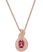 Rhodolite Garnet (1 Ct. T.w.) And Diamond (1/4 Ct. T.w.) Pendant Necklace In 14k Rose Gold