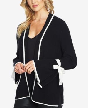 Cece Contrast-trim Bell-sleeve Cardigan