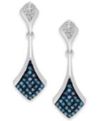 1blue And White Diamond Drop Earrings In Sterling Silver (1/5 Ct. T.w.)