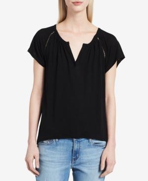 Calvin Klein Jeans Ladder-trim Flutter-sleeve Top