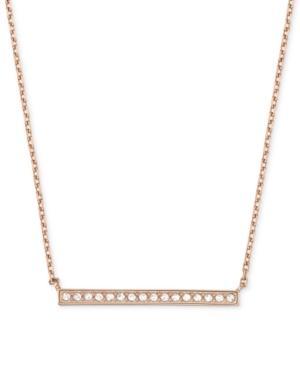 Swarovski Necklace, Rose Gold-tone Pave Crystal Bar Pendant Necklace