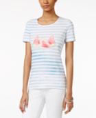 Karen Scott Petite Embellished Striped T-shirt, Only At Macy's