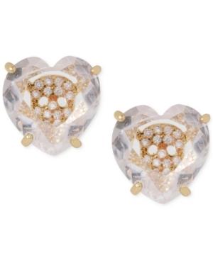 Johnson Gold-tone Skull In Crystal Heart Stud Earrings